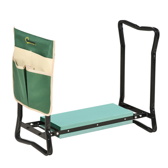 Foldable Garden Kneeler Seat with Steel Frame - Includes Foam Pad and Tool Bag Pouch for Outdoor Gardening - Sturdy Comfort and Versatility for Gardeners