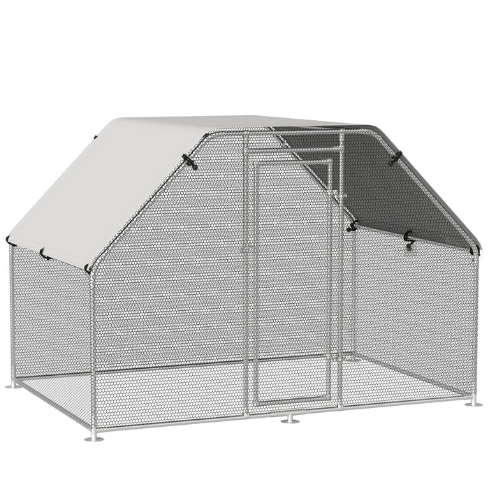 Large Outdoor Metal Chicken Coop with Cover - Spacious 280 x 190 x 195 cm Walk-In Run Cage - Ideal for Poultry Housing and Protection