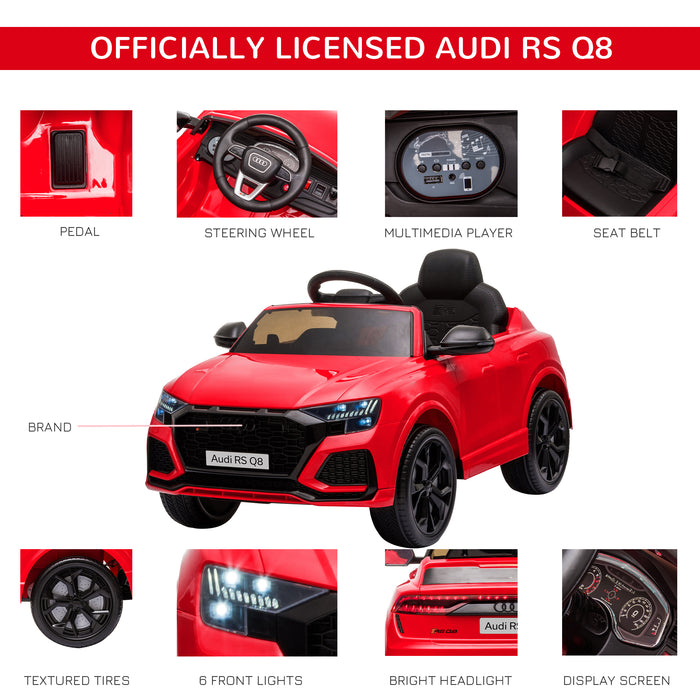 Audi RS Q8 6V - Electric Ride-On Toy Car with Remote Control, Music, Lights, USB & MP3 Player, in Red - Perfect Gift for Children to Explore Outdoors
