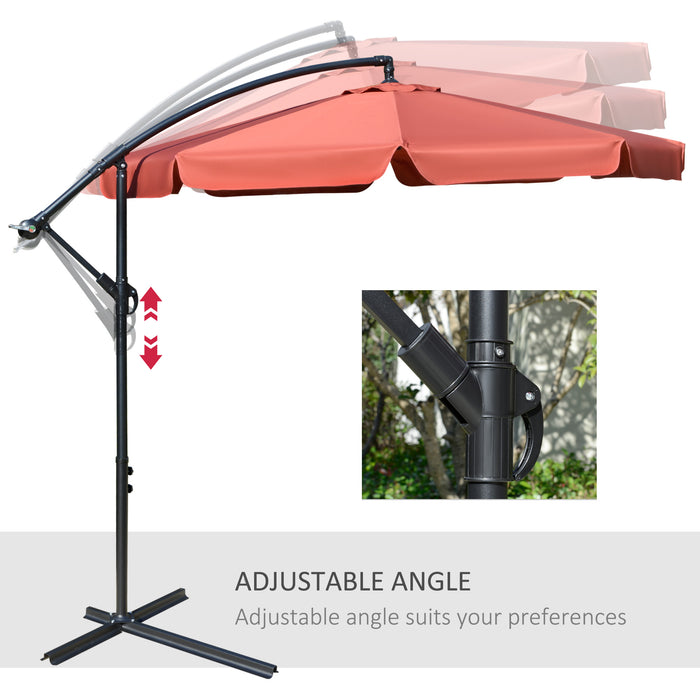 Garden Banana Parasol Cantilever Umbrella - 2.7m Wind-Resistant Outdoor Hanging Sun Shade with Crank Handle - Ideal for Patio Leisure and Protection, Wine Red