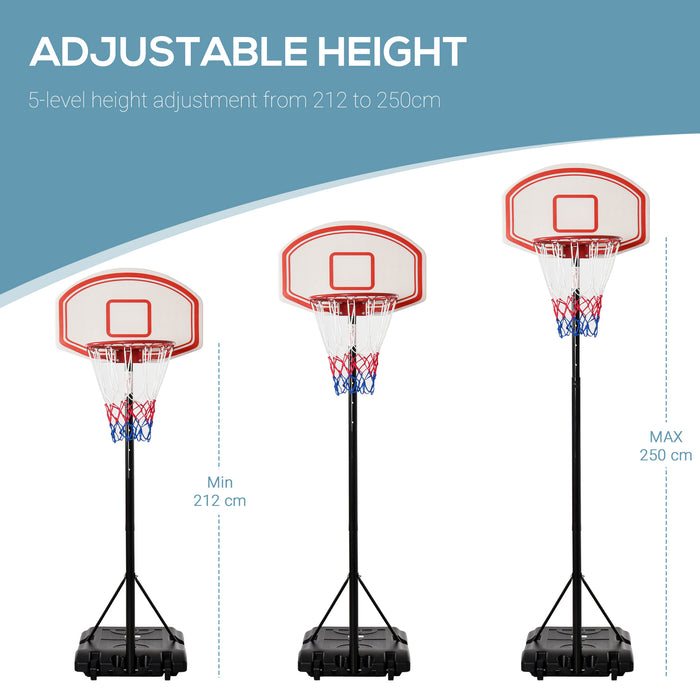 Adjustable Portable Basketball Hoop Stand - 175-215cm Height, Sturdy Rim, Large Wheels & Stable Base - Ideal for Outdoor Family Sports and Recreation