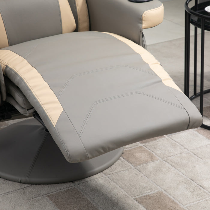 Manual Recliner - PU Leather Lounge Armchair with 360° Swivel and 135° Reclining Function - Adjustable Leg Rest for Optimal Comfort