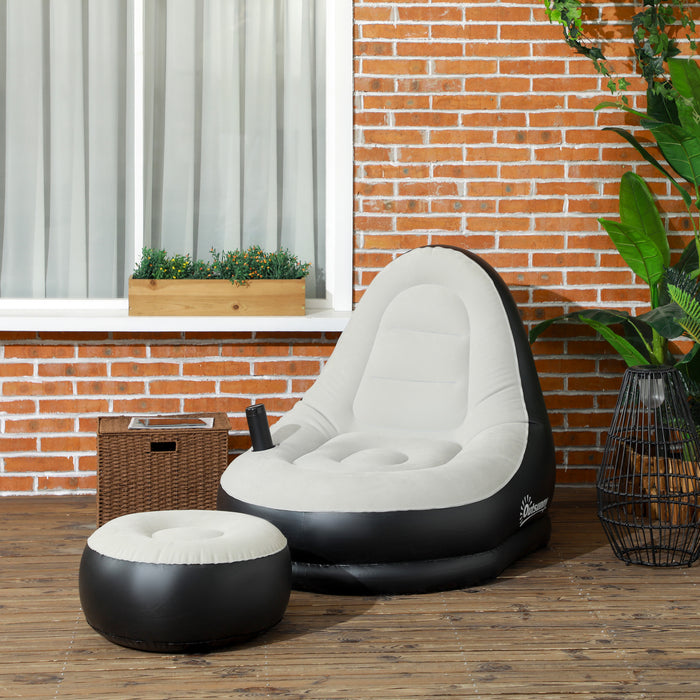 Inflatable Lounger with Footrest and Built-in Cupholder - Comfortable Chair Set for Gaming, Reading, Movies - Perfect for Relaxation and Entertainment Spaces