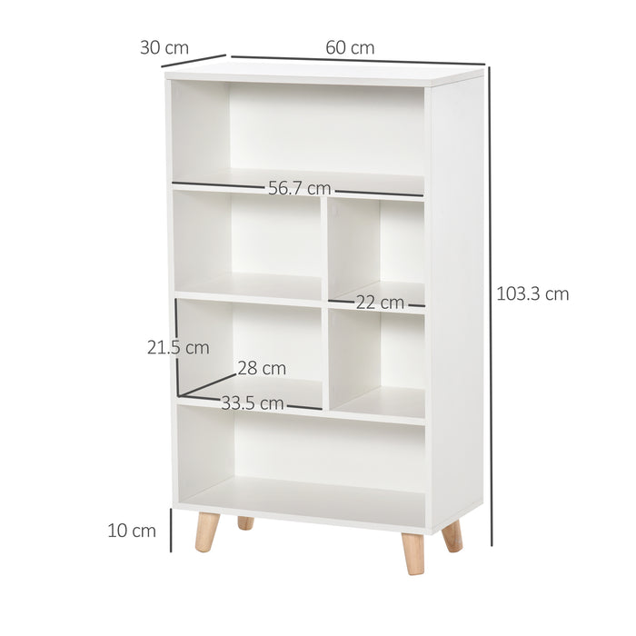 Modern White Bookshelf - Contemporary Display Cabinet with Cube Storage - Ideal for Home Office and Living Room Organization