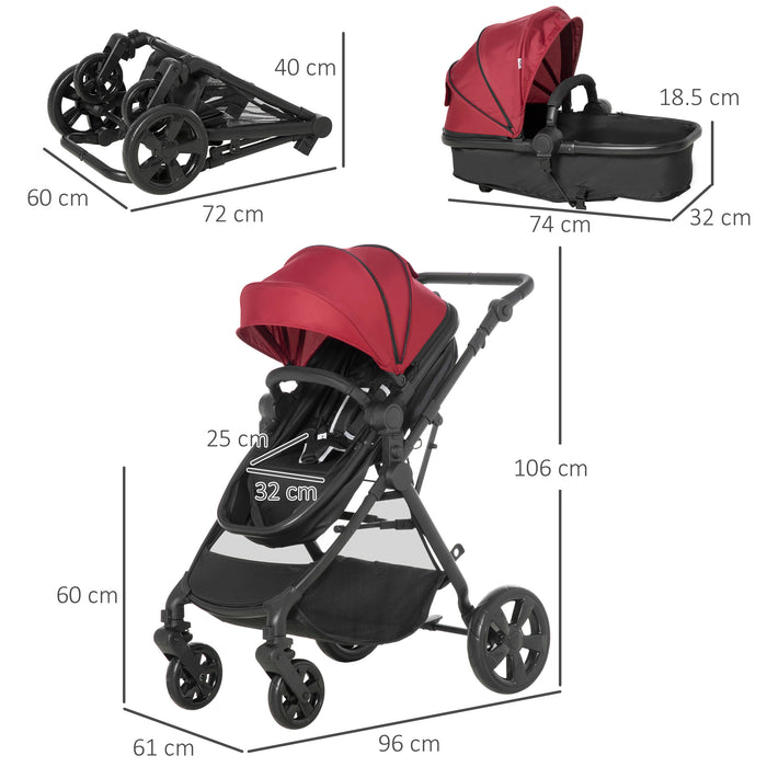 2-in-1 Lightweight Pushchair with Reversible Seat - Foldable Travel Baby Stroller Featuring Fully Reclining Design - Ideal for Newborns to Toddlers with Secure 5-Point Harness