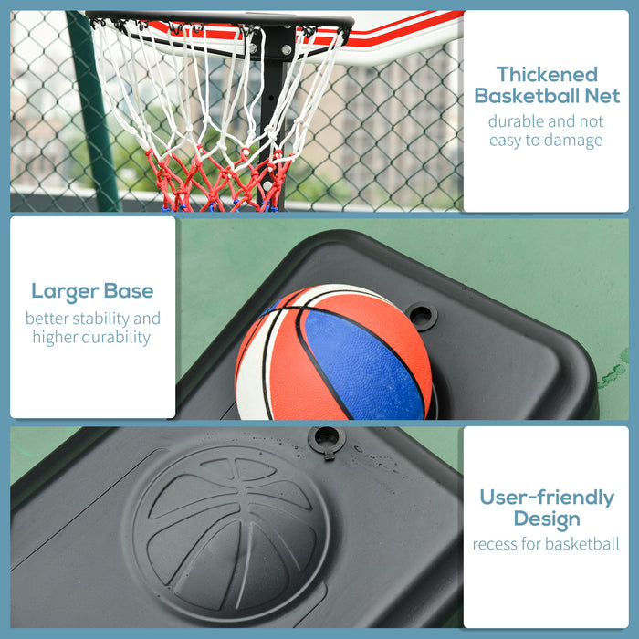 Portable Basketball Hoop System with Wheels - Adjustable Height, Weather-Resistant Net Stand in Black and White - Ideal for Outdoor Home Courts and Driveways