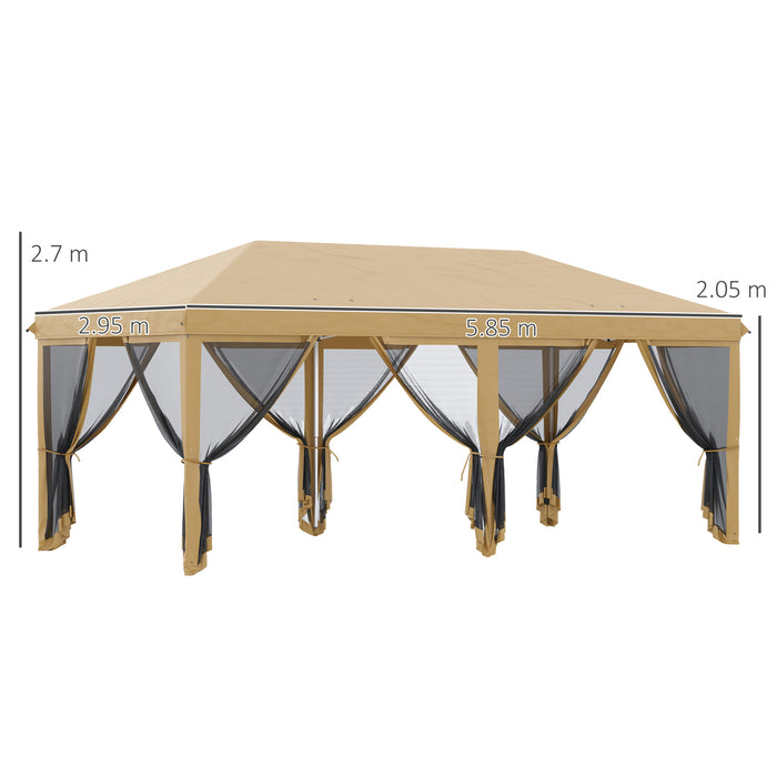 Pop-Up Gazebo Canopy - 6x3m Marquee with Mesh Walls and Carry Bag for Outdoor Shelter - Ideal for Parties, Weddings, and Events