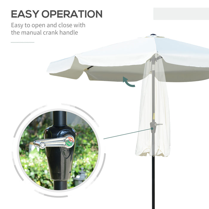 Outdoor Sunshade Parasol - 2.66m Cream White Patio Umbrella with Elegant Ruffles & 8 Sturdy Ribs - Ideal for Garden and Table Sun Protection