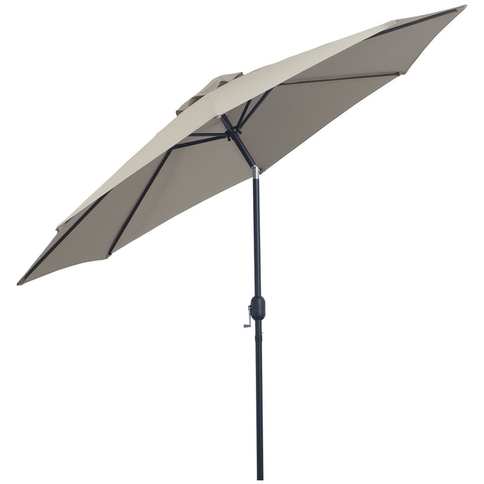 Tilting Parasol with Crank Handle - 3m Outdoor Sun Shade Umbrella with 8 Ribs, Light Grey - Ideal for Balconies, Benches, and Gardens