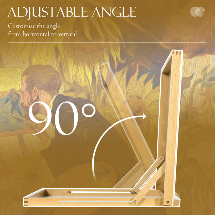 Adjustable Beechwood A3 Tabletop Easel - Portable Folding Craft Workstation for Drawing & Sketching - Ideal for Artists and Artisans