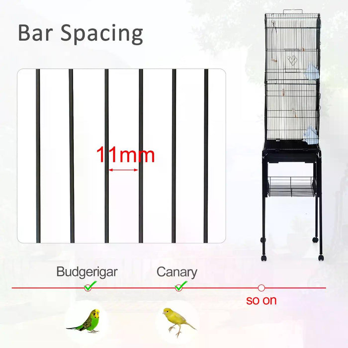 Extra-Spacious Bird Sanctuary - Parrot Cockatiel Cage, 47.5L x 37W x 153H cm, Durable Design - Ideal Home for Large Birds, Easy Cleaning