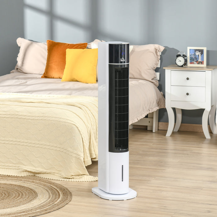 41-Inch Bladeless Tower Fan - Evaporative Cooler with Ice Water Conditioning and Humidifier - 3 Modes, Remote Control, Timer for Home Comfort