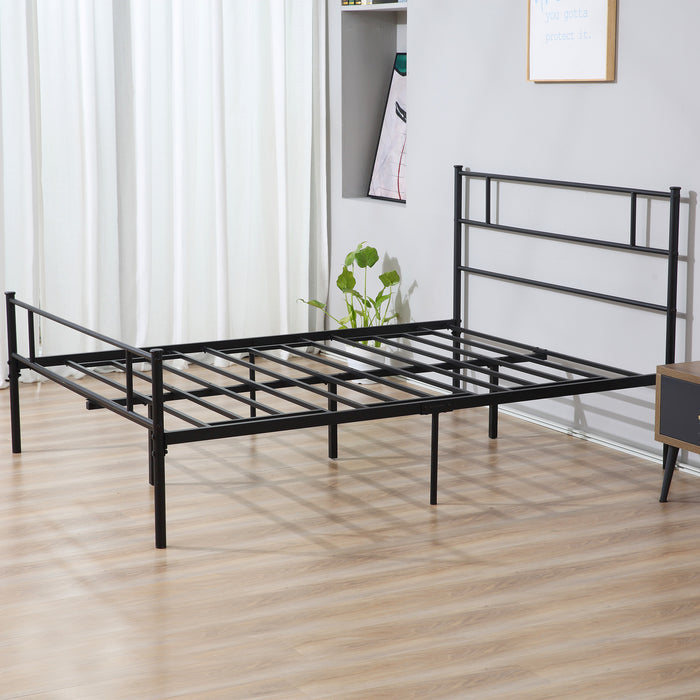 King Size Sturdy Metal Bed Frame with Headboard & Footboard - Robust Bedstead Base with Slat Support and Ample Underbed Storage - Ideal Bedroom Furniture for Spacious, Organized Sleeping Area