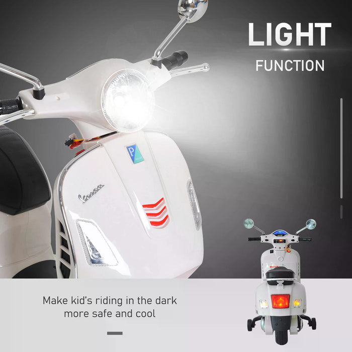 HOMCOM Kids Motorcycle Ride-On - 6V Battery-Powered Bike with LED Lights, White - Fun Electric Vehicle for Children