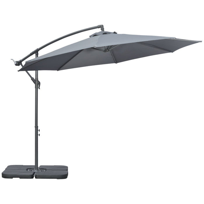 Banana Cantilever Umbrella with Crank Handle - 3m Outdoor Sun Shade Parasol, Cross Base in Dark Grey - Ideal for Garden, Patio Protection from Sun