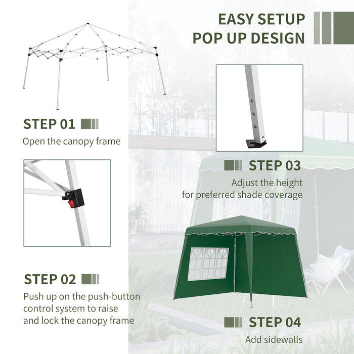 2-Sided Pop Up Gazebo with Slant Legs - Height Adjustable UV50+ Party Tent Event Shelter with Carry Bag - Ideal for Garden, Patio Gatherings and Outdoor Protection