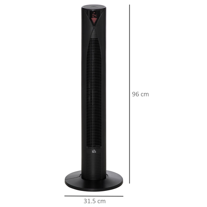 Oscillating 38" Tower Fan with Remote - 3 Speed Settings & 12-Hour Timer, Ultra Slim Black Design - Ideal for Home & Office Cooling Needs