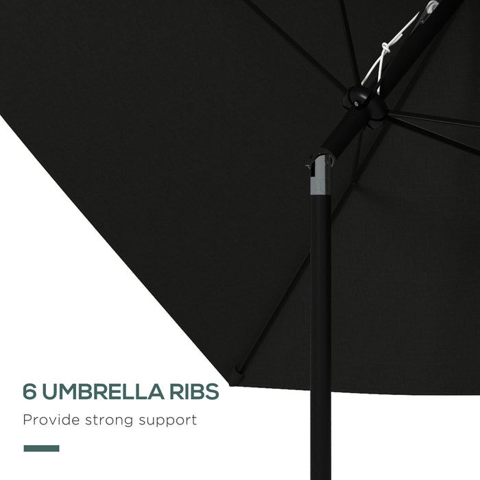 Rectangular Garden Parasol Umbrella with Crank and Push Button Tilt - 2x3m Sun Shade with 6 Ribs and Aluminium Pole for Outdoor Markets - Ideal for Patio, Deck, and Poolside Protection