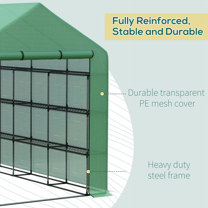 Poly Tunnel Steeple Walk-In Greenhouse - Durable Frame with Removable Shelves, 244x180x210cm - Ideal for Garden Enthusiasts & Plant Protection