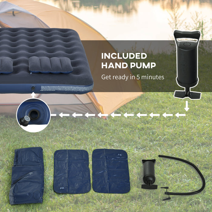 Inflatable Double Air Bed with Included Hand Pump - Durable & Comfortable Sleeping Solution - Ideal for Camping & Guest Use