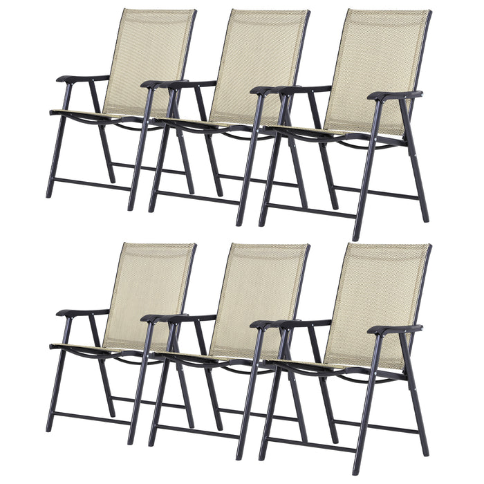 Set of 6 Folding Garden Chairs - Metal Frame with Breathable Mesh Seat for Outdoor Patio and Park Dining - Ideal for Backyard Entertaining and Relaxation