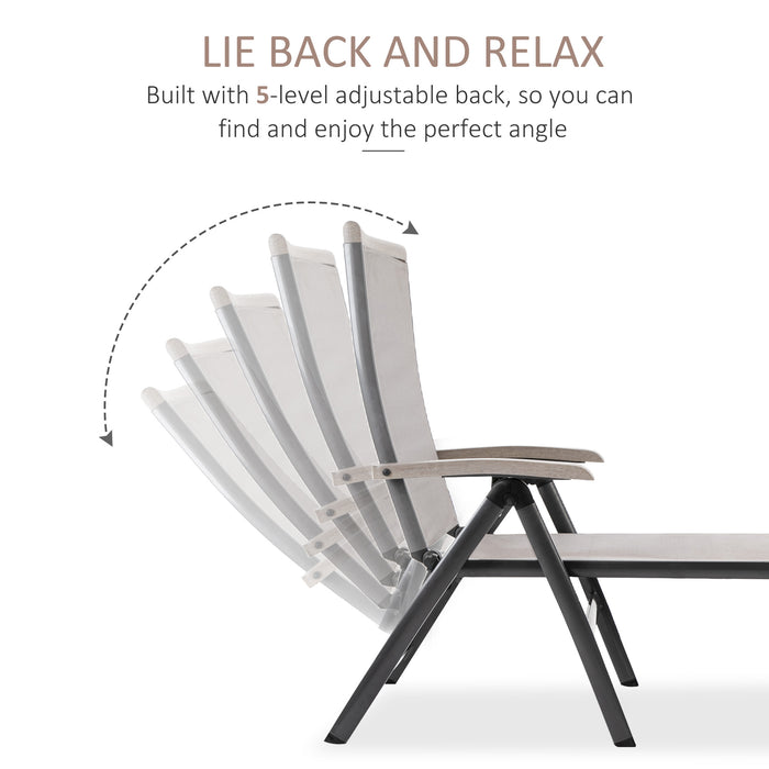 Adjustable Aluminium Sun Lounger - 5-Position Folding Chaise Chair for Outdoor Relaxation - Perfect for Patio, Poolside, and Garden Use