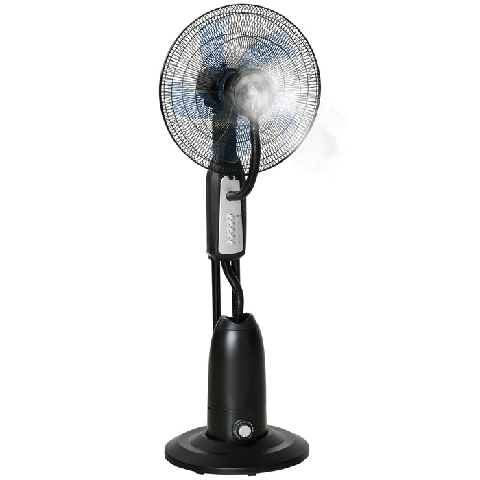 Pedestal Humidifying Misting Fan - 3-Speed, 2.8L Water Tank, Black - Ideal for Cooling and Air-Moistening in Dry Climates