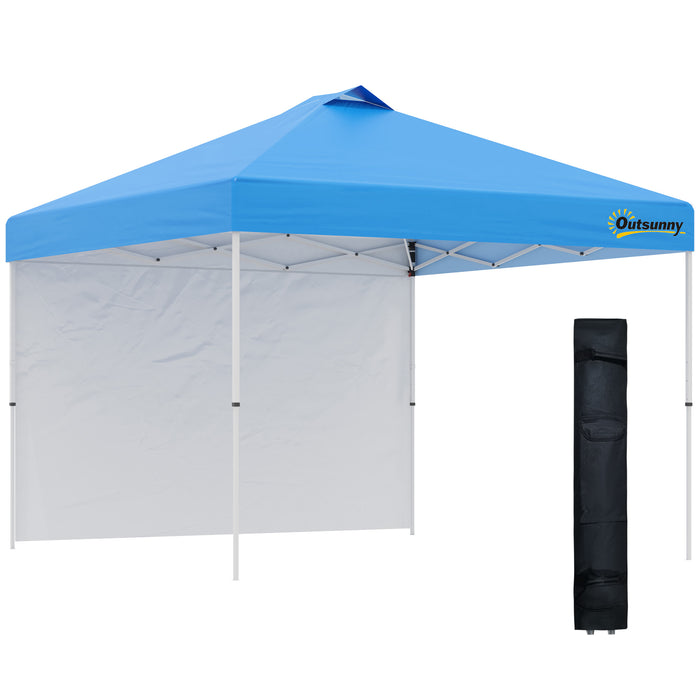 3x3M Pop Up Gazebo - Waterproof Sidewall, Portable Roller Bag, Adjustable Height - Ideal Event Shelter for Garden, Patio Use, in Blue