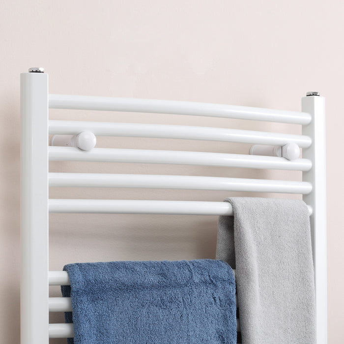 Hydronic Ladder-Style Towel Warmer - 600x700mm Straight Heated Towel Rail for Bathroom Central Heating - White Radiator for Cozy & Dry Towels