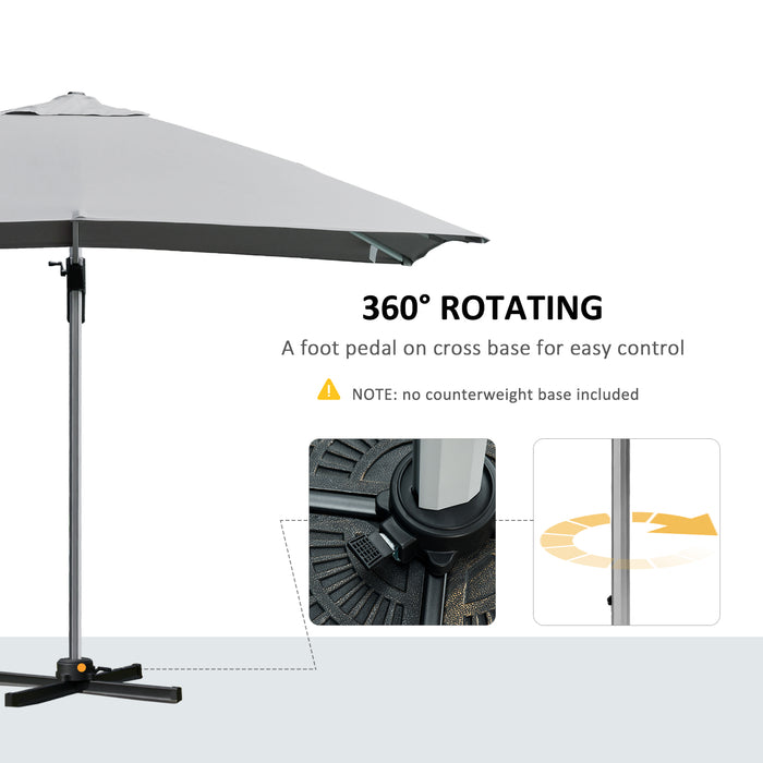 Cantilever Roma Parasol - 3m Square Sun Canopy with 360° Rotation, Aluminum Frame & Cross Base - Ideal for Garden Patio Sun Protection in Light Grey