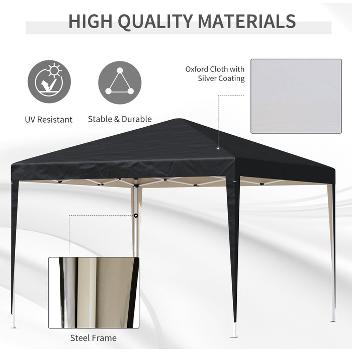 Heavy Duty 3x3m Pop Up Gazebo - Marquee Party Tent with UV Protection, Folding Wedding Canopy in Black - Ideal for Outdoor Events and Garden Celebrations