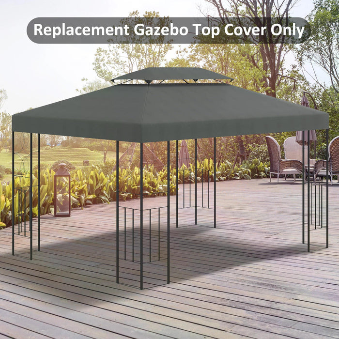 3x4m Gazebo Canopy Replacement - UV-Protective 2-Tier Top Patio Awning, Deep Grey - Ideal for Outdoor Shelter and Garden Enhancement