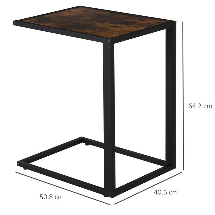 C-Shaped Accent Side Table - Sturdy Metal Frame Sofa End Table for Living Room, Bedroom - Convenient Couch Table for Holding Snacks & Drinks