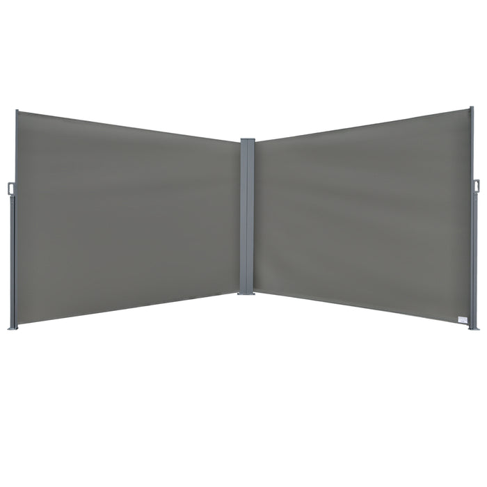 Retractable Double-Sided Patio Awning - Folding Privacy Wall & Sun Shade Divider in Grey - Ideal for Outdoor Comfort and Indoor Room Separation