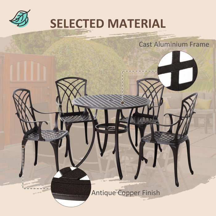 Cast Aluminium 4-Seater Set - Elegant Outdoor Garden Furniture with Table & Chairs - Ideal for Patio Dining and Entertaining