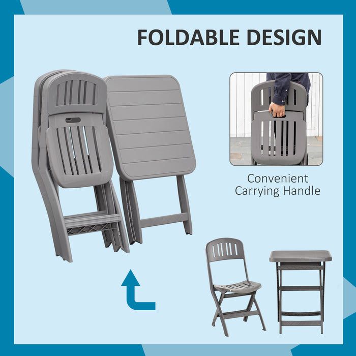 Foldable 3-Piece Bistro Set - Outdoor Patio Furniture with Square Coffee Table and Two Chairs - Ideal for Compact Gardens and Balconies in Grey