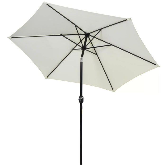 Patio Umbrella 2.7m with Tilt and Crank - Sun Shade Canopy, Cream White, Aluminium Frame - Ideal for Garden and Outdoor Relaxation