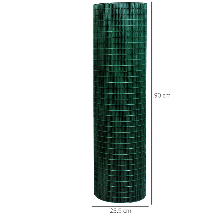 PVC-Coated Welded Wire Mesh - Durable Fencing for Chicken Poultry, Aviary Run, and Pet Enclosures - 30m Dark Green Barrier for Hutch and Garden Security