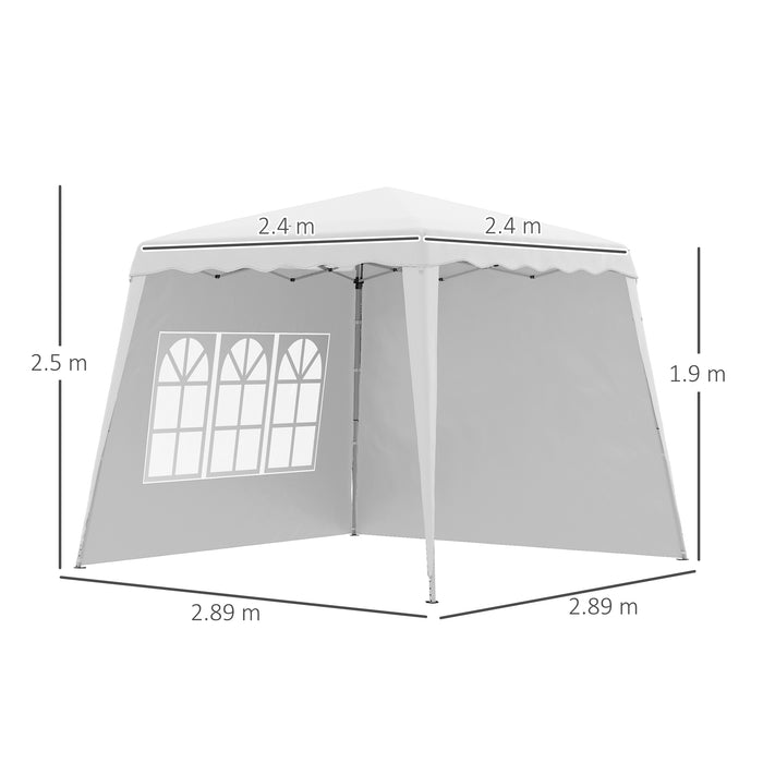 Pop-Up Gazebo 2.9 x 2.9m with Carry Bag - Slant Leg Design & Height Adjustable, UV50+ Protection - Ideal Event Shelter for Garden Parties and Patio Events, White