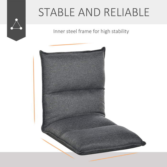 Foldable Padded Sofa with Adjustable Backrest - Thick Seat Cushion Lazy Lounge Chair in Grey - Perfect for Small Spaces and Comfort Seekers