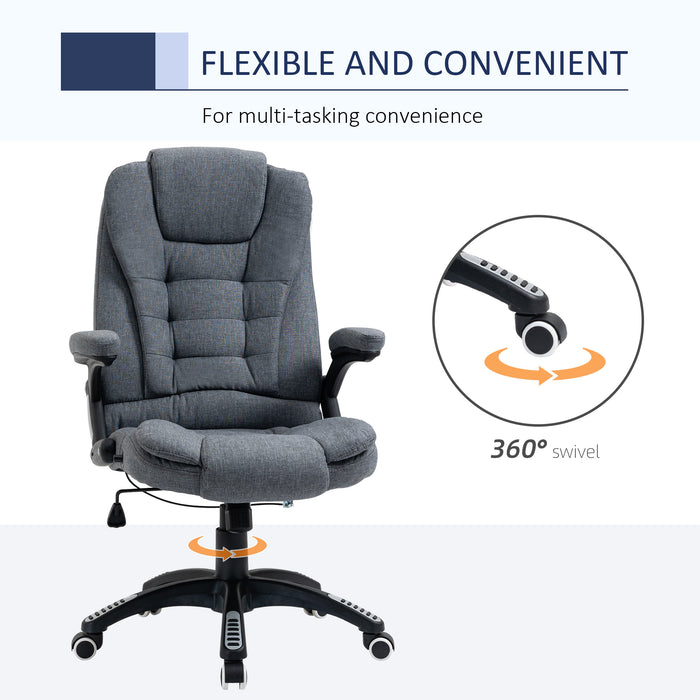 Ergonomic Swivel Chair with Armrests - Comfortable Adjustable & Reclining Office Desk Chair, Dark Grey - Ideal for Home Office and Long Working Hours