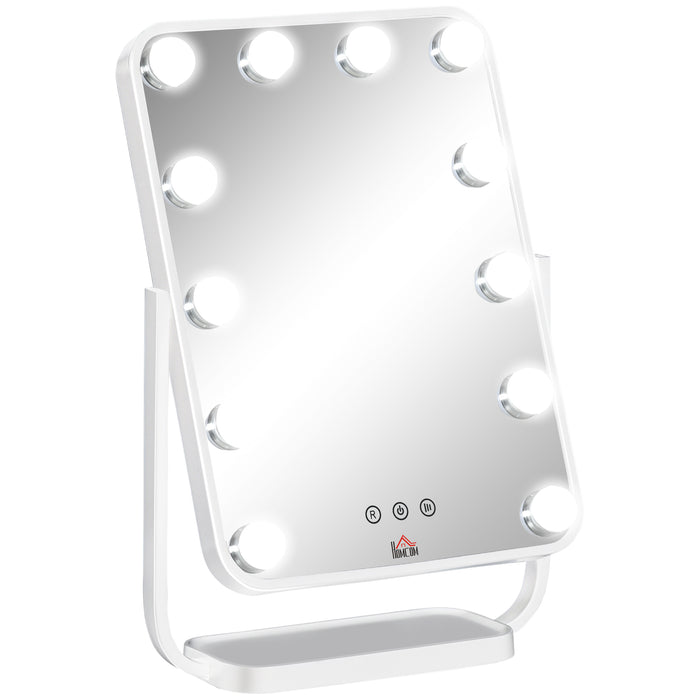 Tabletop Hollywood Vanity Mirror with 12 LEDs - Dimmable Light Settings and Memory Feature - Ideal for Makeup Application and Beauty Routines