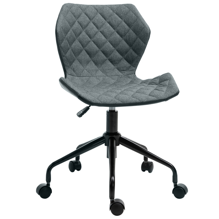 Swivel Home Office Computer Desk Chair - Adjustable Height with Nylon Wheels, Linen Grey Fabric - Comfort Seating for Work or Study