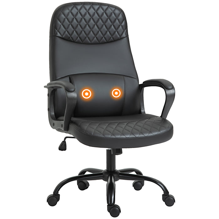 Ergonomic High-Back Executive Massage Chair - PU Leather Vibration, Adjustable Height, Built-in Lumbar Support, Armrests - Ideal for Office Workers Seeking Comfort and Back Relief