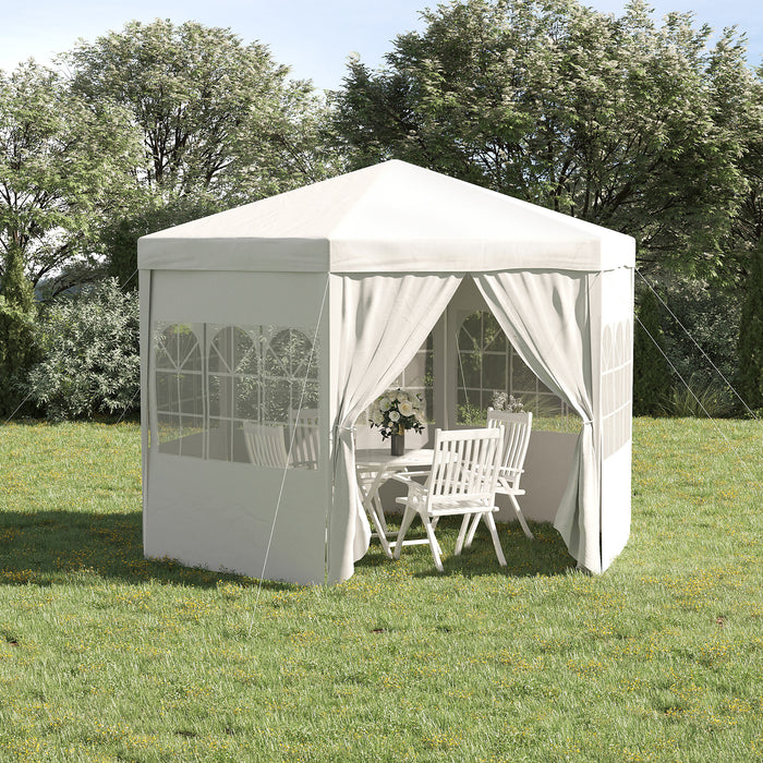 3.4m Gazebo Canopy Party Tent - 6 Removable Side Walls with Windows, Outdoor Event Pavilion - Ideal for Garden Parties and Gatherings, White