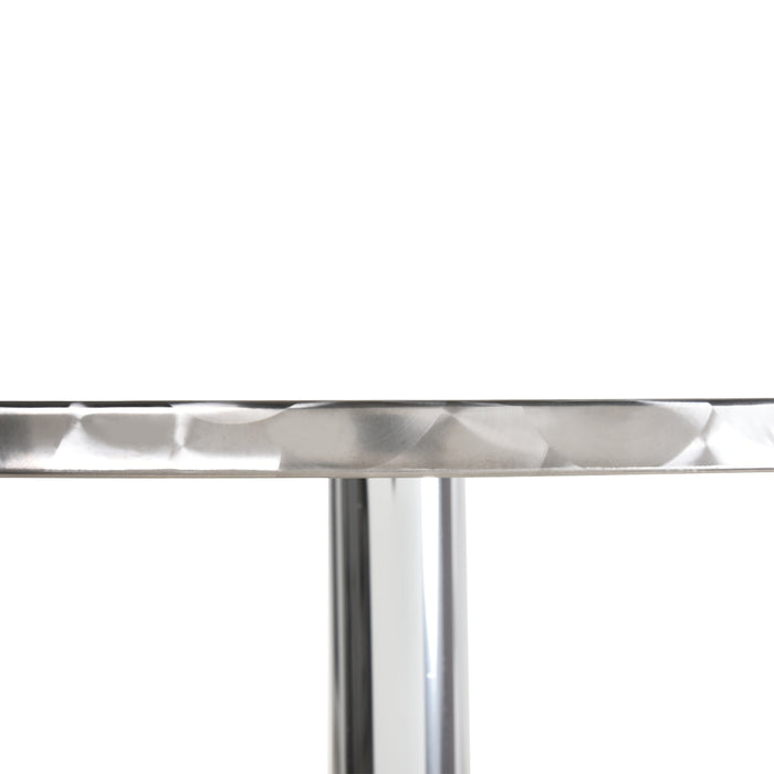 Adjustable Height Bistro Pub Table - 60x60cm Stainless Steel Top with Aluminium Edge - Perfect for Bars and Home Entertainment Areas