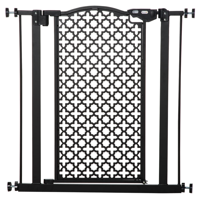 Pet Safety Gate Barrier 74-80 cm - Pressure-Mounted Auto-Close & Double Locking Feature for Doorways, Stairways, Hallways - Secure Spaces for Babies & Pets, Black