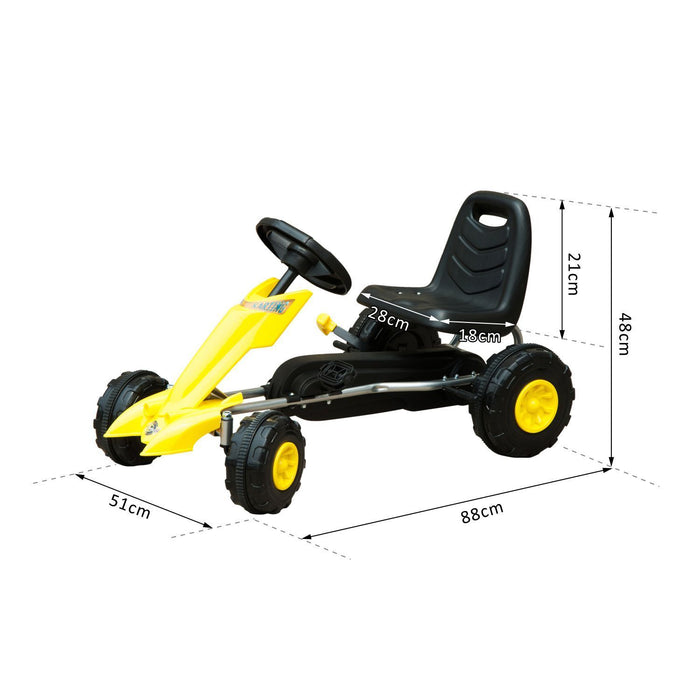 Pedal Go Kart - Durable Yellow & Black Racing Cart for Kids - Outdoor Fun and Exercise Vehicle