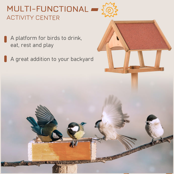 Freestanding Wooden Bird Feeder Table - Garden & Backyard Decor, Weather-Resistant Roof, Pre-cut 49x45x139cm - Perfect for Outdoor Bird Lovers and Nature Enthusiasts