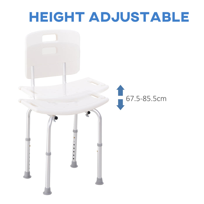 Adjustable Bathroom Shower Stool - Elderly Safety Seat with Multiple Positions - Bath Aid for Seniors and Mobility-Impaired Users
